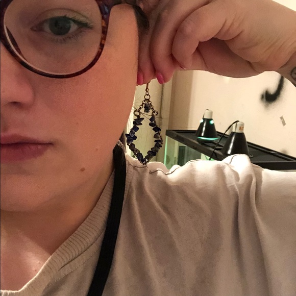 Blue Stone Earrings - Picture 2 of 2